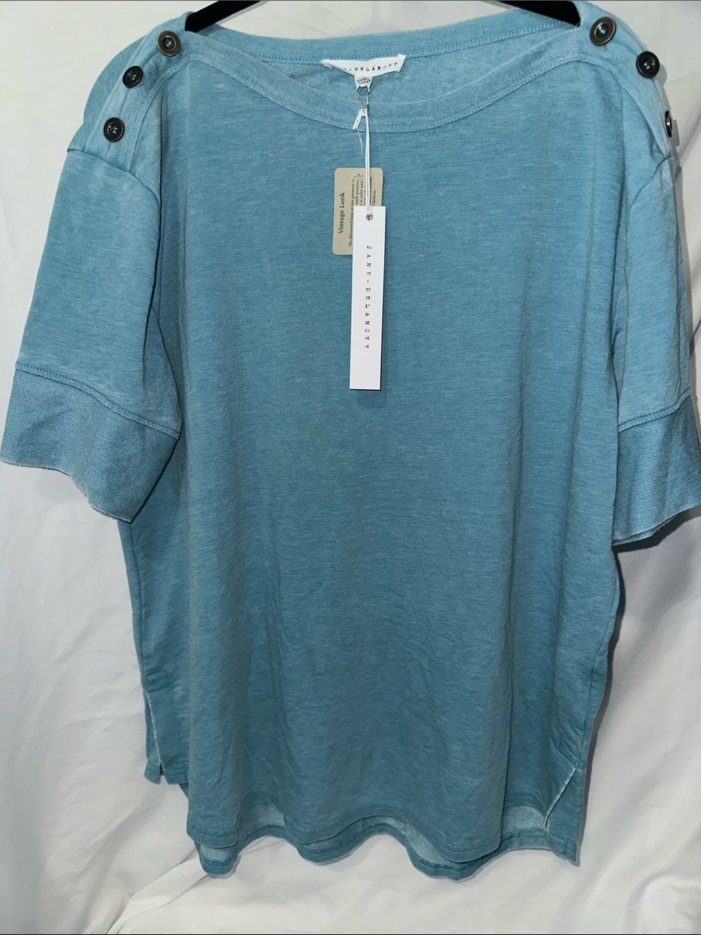 Jane and Delancey Teal Short-Sleeve Button-Shoulder Tee